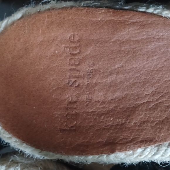 Kate Spade Black & Tan Woven Espadrille Ribbon Wedge Sz 7 - Picture 6 of 11